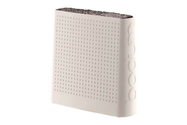 Bloc vide et design BODUM silicone blanc jusqu'à 6 couteaux