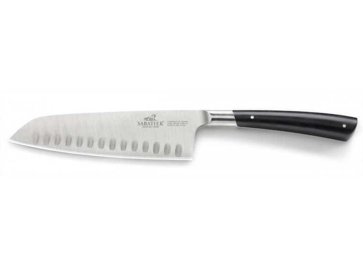 Couteau santoku Sabatier Edonist forg&eacute; alv&eacute;ol&eacute; 18cm fabrication fran&ccedil;aise