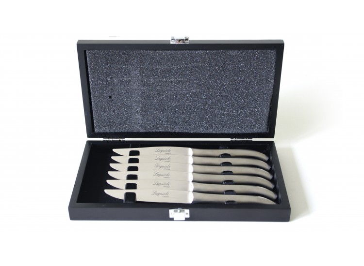 Coffret Laguiole Pradel 6 couteaux forg&eacute;s &eacute;l&eacute;gants et micro-dent&eacute;s