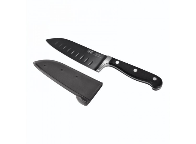 Couteau Santoku Kuhn Rikon Noir forg&eacute; lame 15cm anti-adh&eacute;sive + &eacute;tui