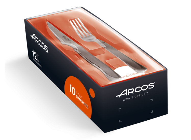 Coffret 6 couteaux + 6 fourchettes Arcos monobloc lames microdent&eacute;es