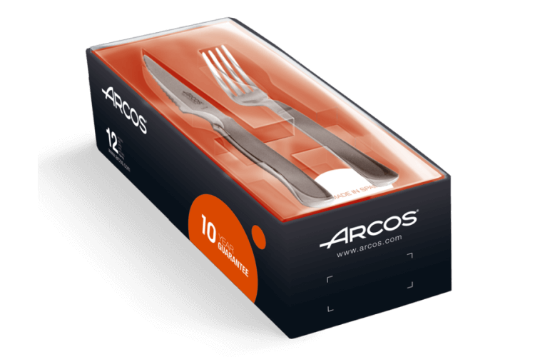 Coffret 6 couteaux + 6 fourchettes Arcos monobloc lames microdentées