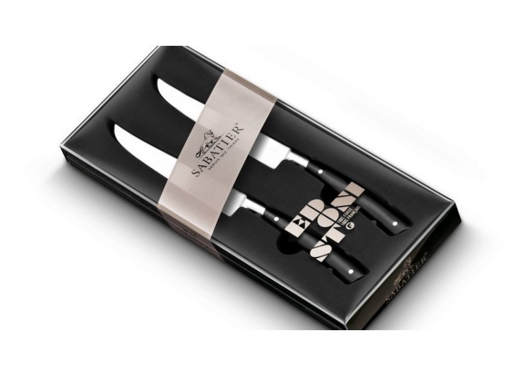 Coffret 2 couteaux &agrave; steak Sabatier Edonist forg&eacute;s 12cm fabrication fran&ccedil;aise