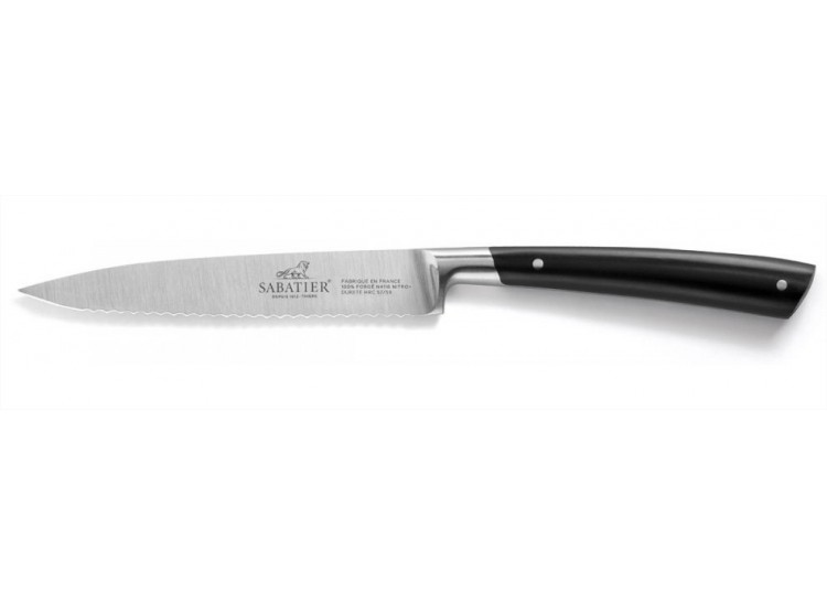 Couteau universel Sabatier Edonist forg&eacute; 12cm lame &agrave; dents