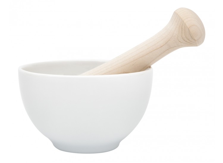 Mortier KAI blanc en porcelaine + pilon en bois