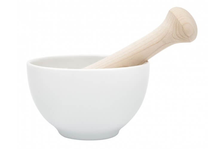 Mortier KAI blanc en porcelaine + pilon en bois