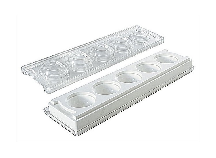 Moule p&acirc;tissier silicone blanc 5 sph&egrave;res 3D diam&egrave;tre 48mm