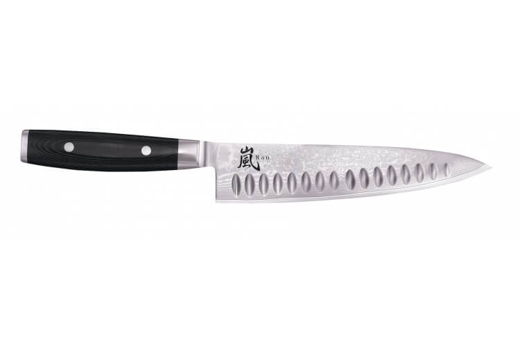Couteau de chef japonais Yaxell RAN lame 20cm alvéolé 69 couches