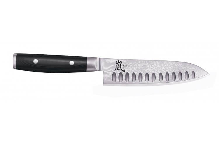 Couteau santoku japonais Yaxell RAN alvéolé 16.5cm damas 69 couches