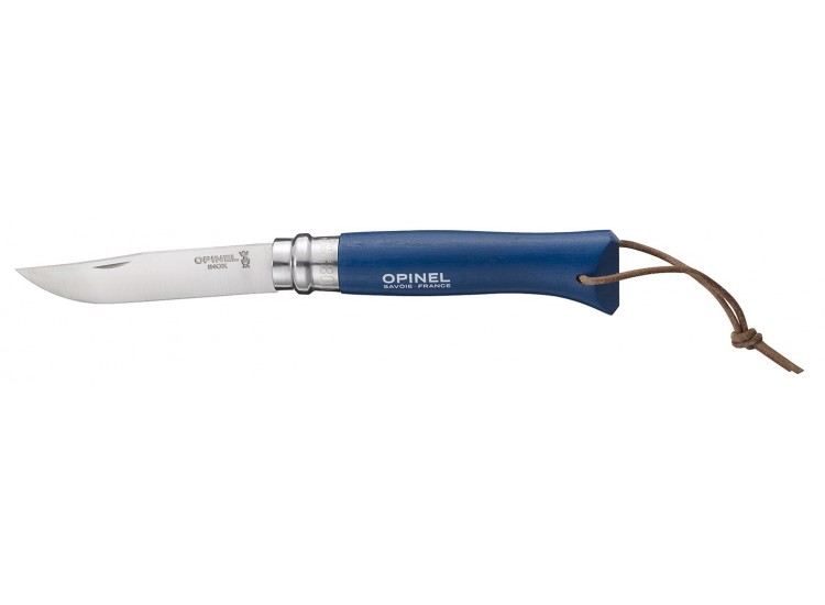 Couteau Opinel Tradition Baroudeur n&deg;08 lame 8,5cm manche bleu + cordon