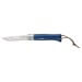 Couteau Opinel Tradition Baroudeur n°08 lame 8,5cm manche bleu + cordon