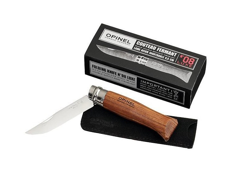 Couteau Opinel de luxe N&deg;08 manche en padouk et lame inox