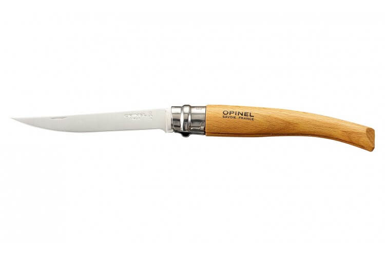Couteau opinel Effilé n°10 lame 10cm virole tournante manche en hêtre