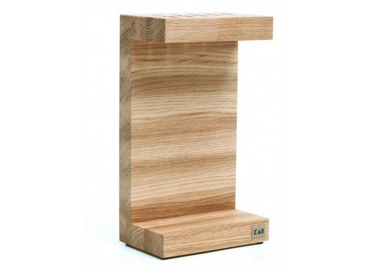 Porte couteaux KAI en ch&ecirc;ne pour 5 couteaux de cuisine