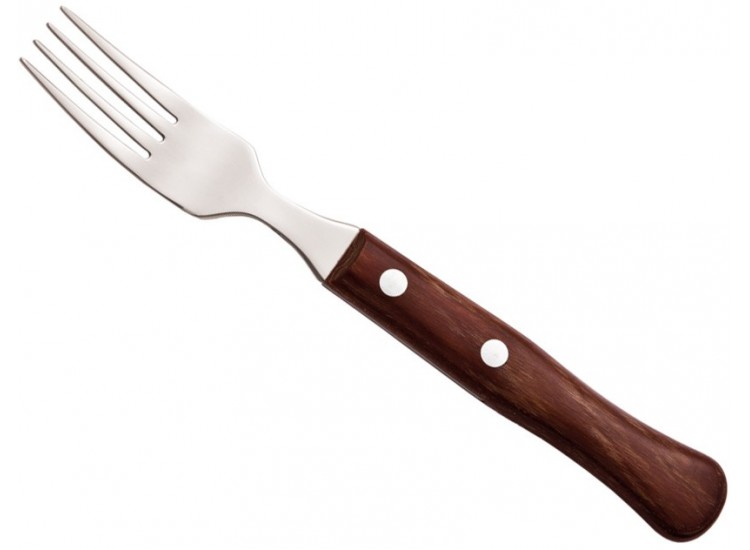 12 fourchettes &agrave; steak Arcos Dents de 9 cm inox Manche en bois 