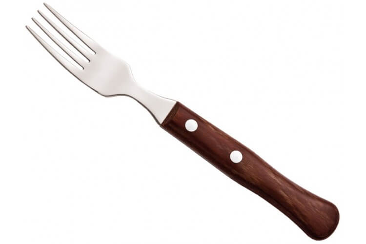 12 fourchettes à steak Arcos Dents de 9 cm inox Manche en bois 