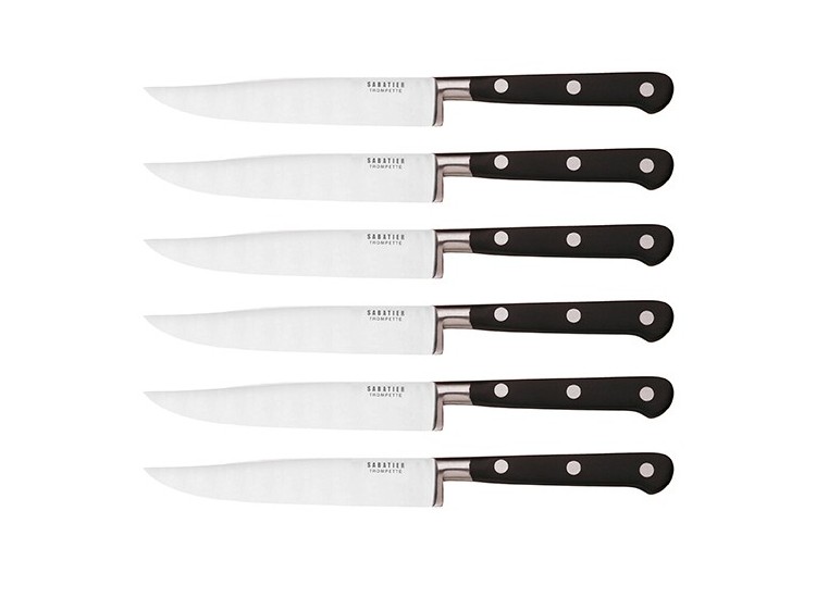 Coffret de 6 couteaux &agrave; steak Sabatier Trompette manches &agrave; rivets