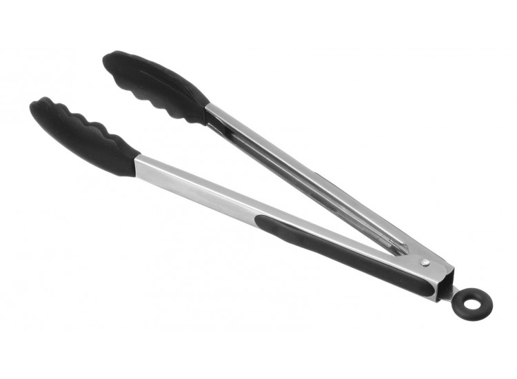 Pince &agrave; servir ergonomique 24cm embout en silicone noir
