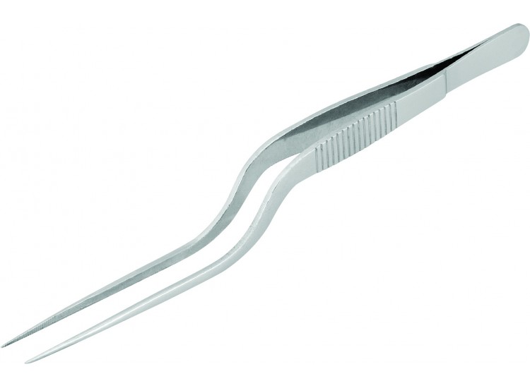 Pince &agrave; dresser courb&eacute;e ultra-fonctionnelle tout inox 16cm