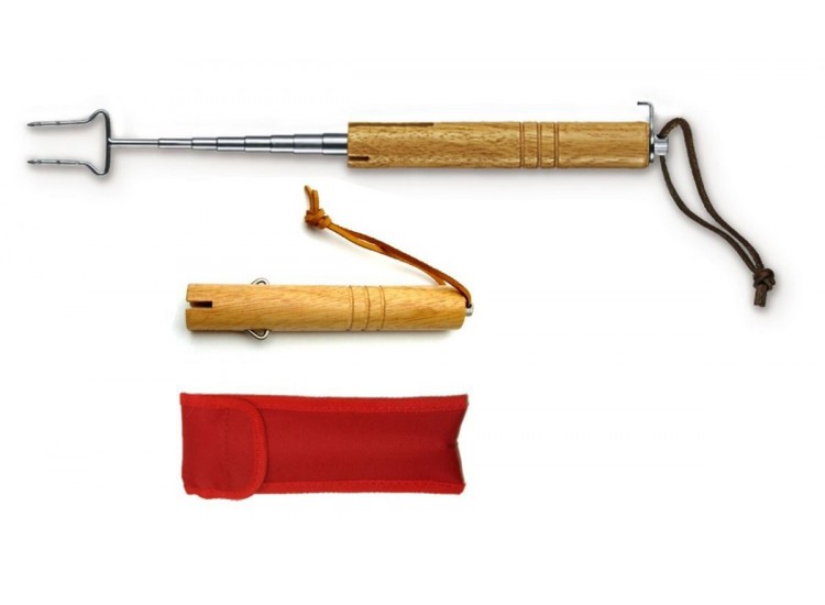 Fourchette &agrave; barbecue t&eacute;l&eacute;scopique 65cm + &eacute;tui en nylon