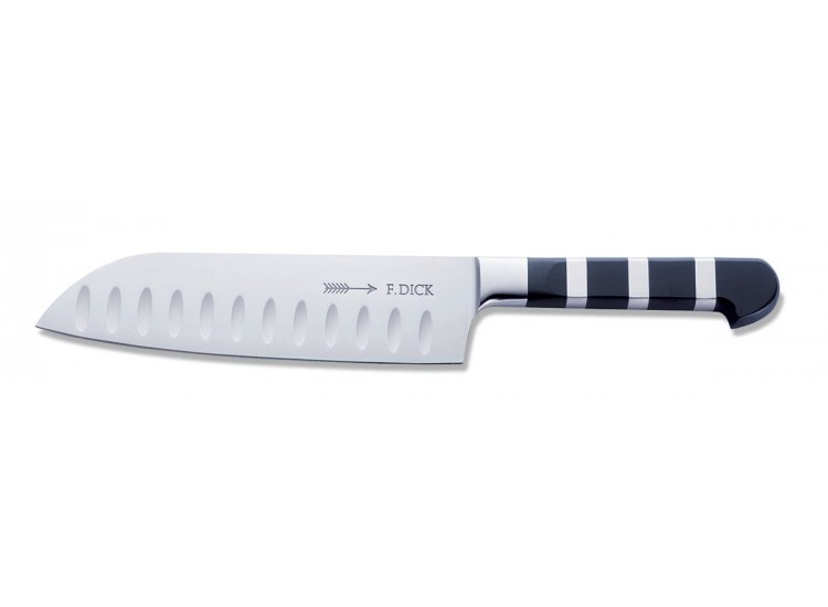 Couteau santoku forg&eacute; DICK 1905 lame alv&eacute;ol&eacute;e 18cm manche design