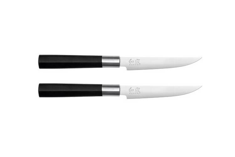 Coffret 2 couteaux à steak japonais KAI Wasabi Black lame 12cm