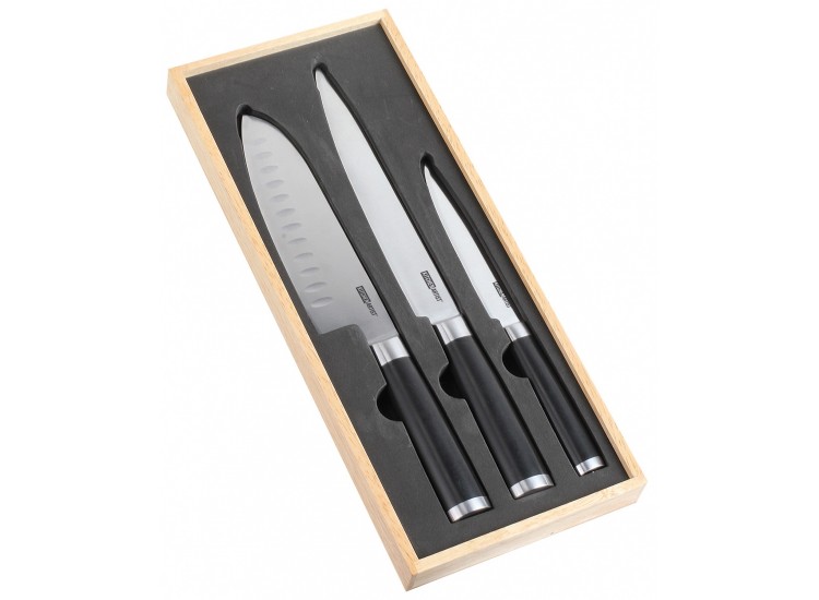 Coffret de 3 couteaux type japonais Kitchen Artist design authentique