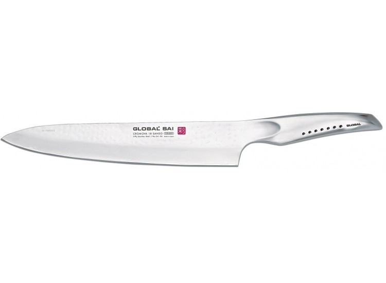 Couteau de chef japonais Global Sai lame martel&eacute;e 25cm