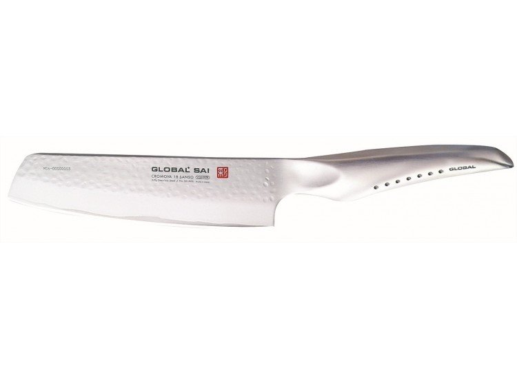 Couperet &agrave; l&eacute;gumes japonais Global Sai lame martel&eacute;e 15cm