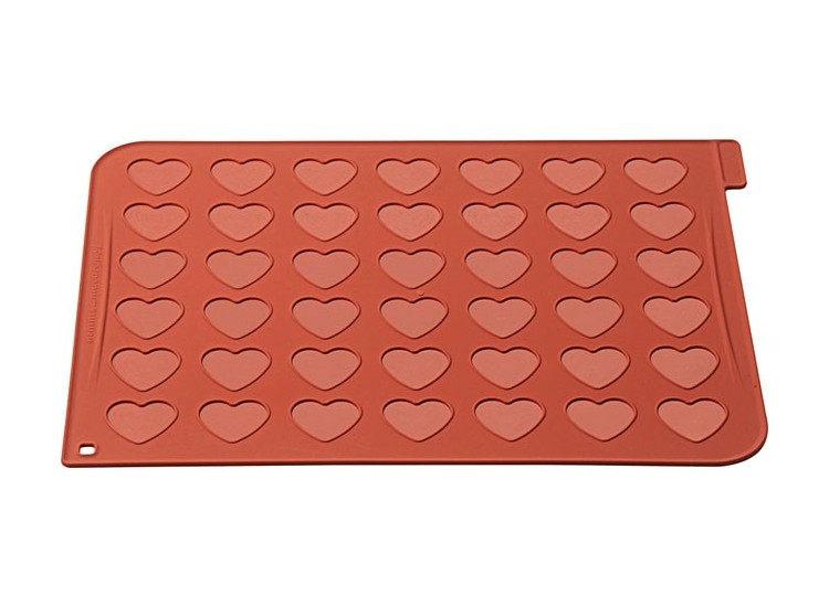 Plaque macarons en silicone 40x30cm 42 empreintes forme coeur