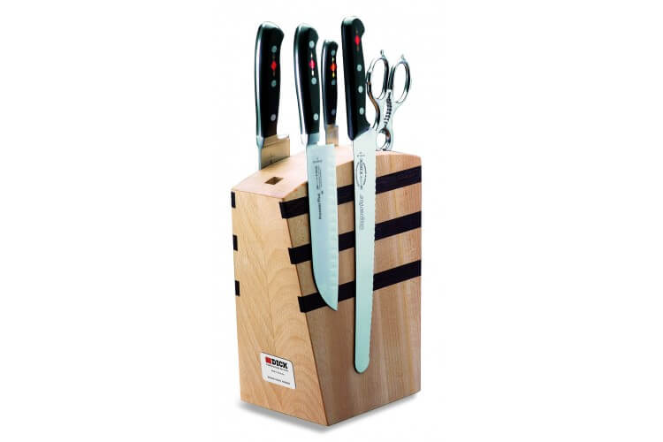 Bloc en bois magnétique 4 couteaux + 1 ciseaux DICK Premier Plus