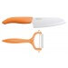 Coffret KYOCERA santoku 14 cm + Eplucheur céramique manches oranges