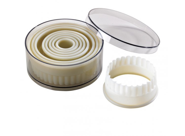 Boite de 9 d&eacute;coupoirs polyglass professionnels ronds cannel&eacute;s