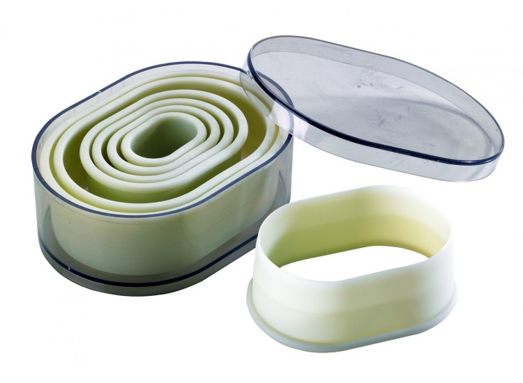 Boite de 7 d&eacute;coupoirs polyglass professionnels forme ovale unie