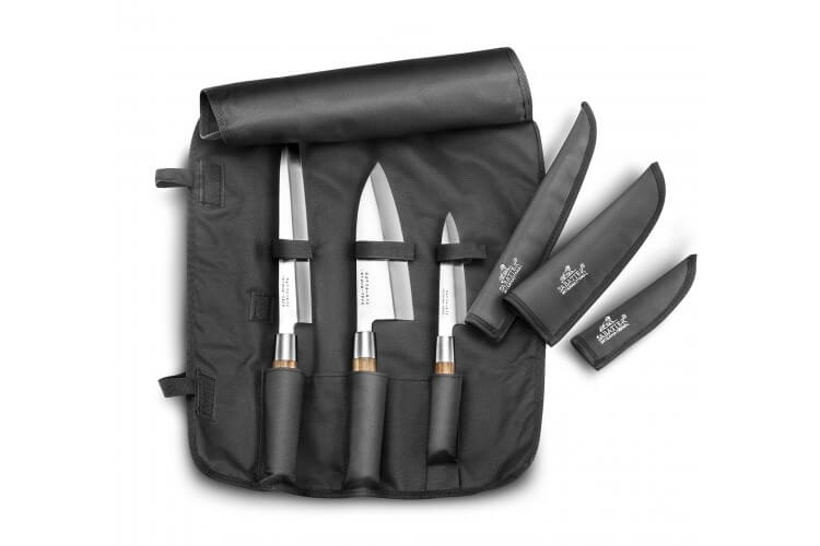 Malette Sabatier International 3 couteaux de cuisine style japonais manche Zebrano