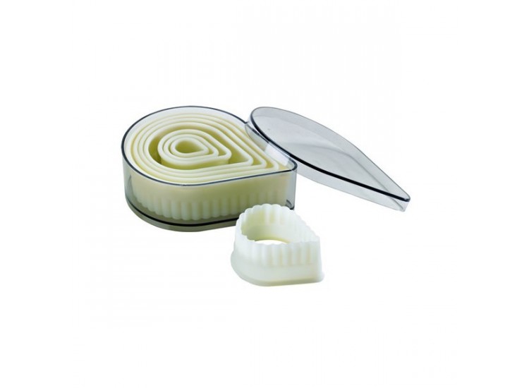 Boite de 8 d&eacute;coupoirs polyglass professionnels forme goutte cannel&eacute;e
