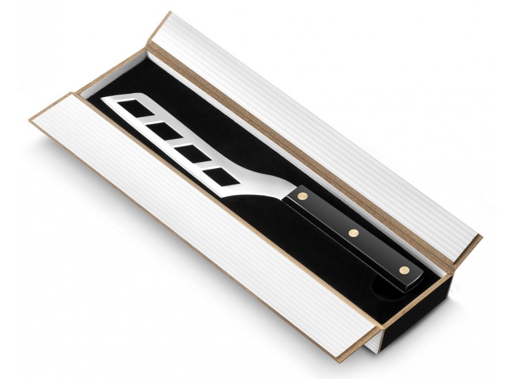 Coffret cadeau couteau &agrave; foie gras Sabatier lame alv&eacute;ol&eacute;e manche noir