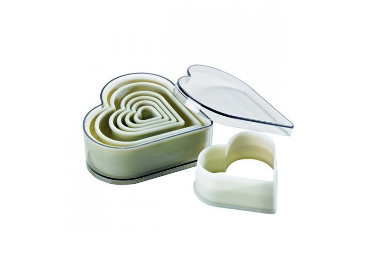 Boite de 7 d&eacute;coupoirs polyglass professionnels forme coeur unie