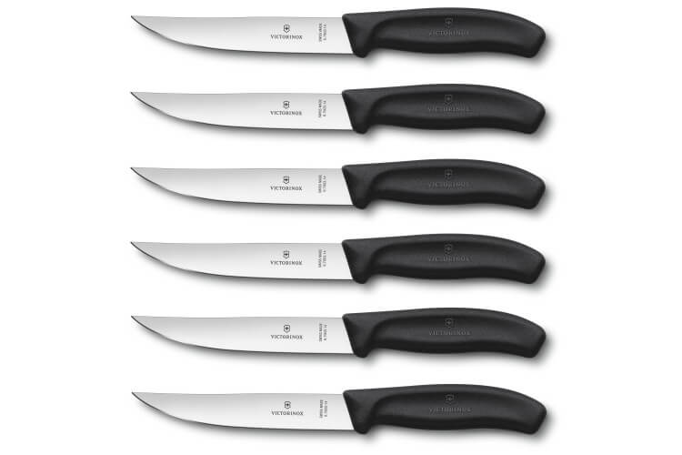 6 Couteaux à steak Gaucho lame 14cm manche noir Victorinox 6.7903.14