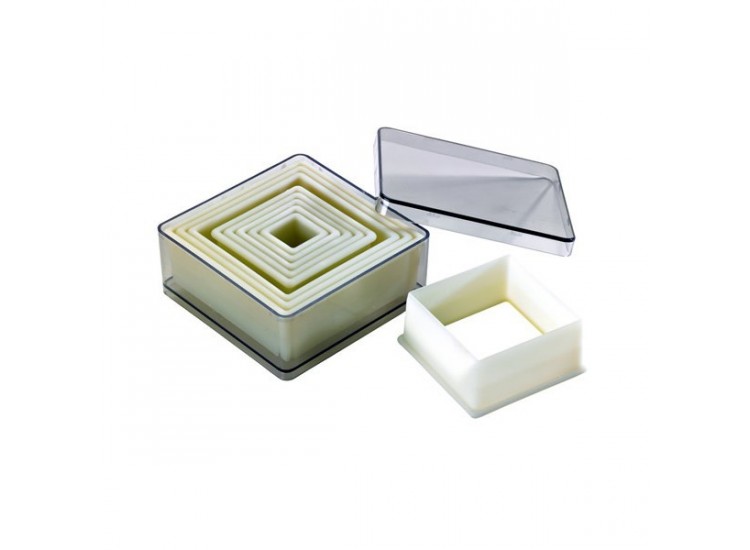 Boite de 9 d&eacute;coupoirs carr&eacute;s unis POLYGLASS pour professionnels de 1,9cm &agrave; 9,5cm