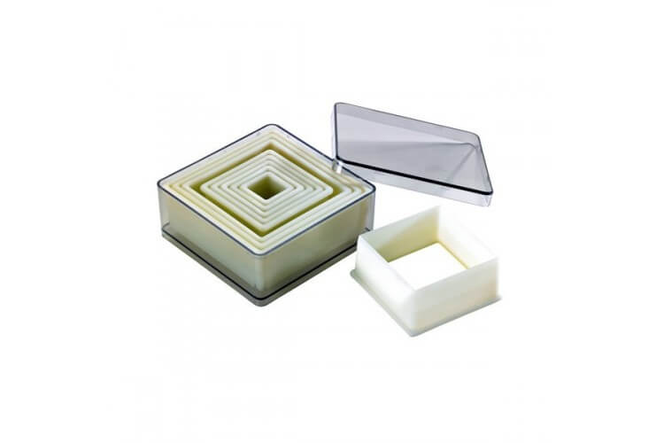 Boite de 9 découpoirs carrés unis POLYGLASS pour professionnels de 1,9cm à 9,5cm