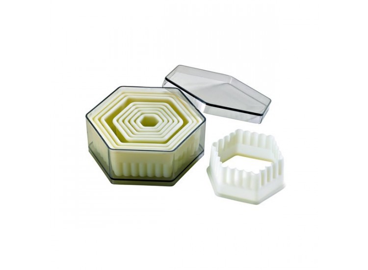Bo&icirc;te de 9 d&eacute;coupoirs hexagonaux cannel&eacute;s de 1.8 &agrave; 10.4 cm POLYGLASS