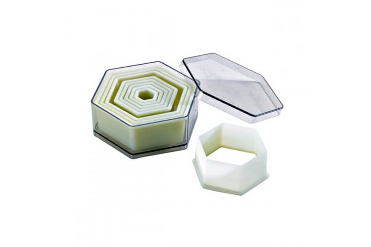 Boîte de 9 découpoirs héxagonaux unis POLYGLASS de 1,8 à 10,4 cm