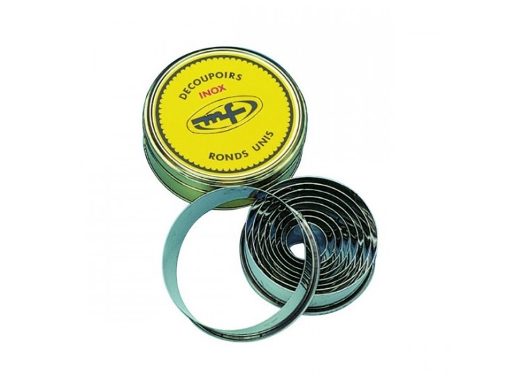 Bo&icirc;te de 9 d&eacute;coupoirs INOX ronds unis de 3 &agrave; 11 cm