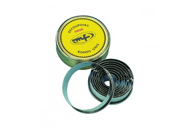 Boîte de 9 découpoirs INOX ronds unis de 3 à 11 cm