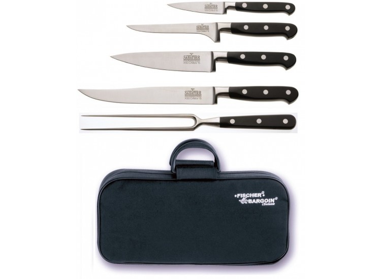 Malette 5 couteaux V. Sabatier manche 3 rivets