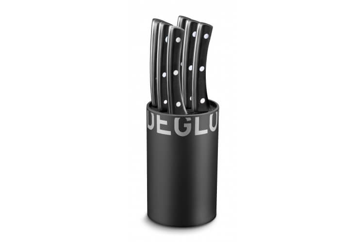 Bloc universel noir Déglon Brasserie 6 couteaux à steak manches rivetés