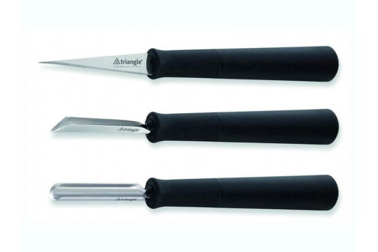 Set à décorer Triangle 3 pièces en inox manche PP noir