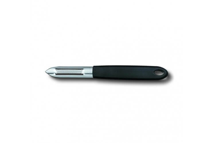 Eplucheur VICTORINOX à deux fentes lame à dents manche polyamide noir