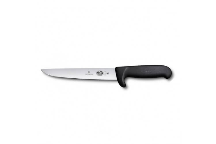 Couteau à saigner/découper 18cm, manche sécurité fibrox noir Victorinox 5.5503.18L